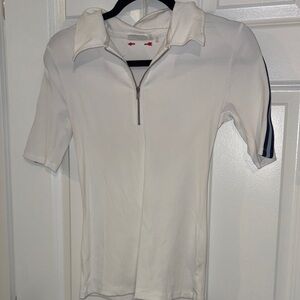 The Upside White Ribbed Athletic Top with Branded Neck Tag